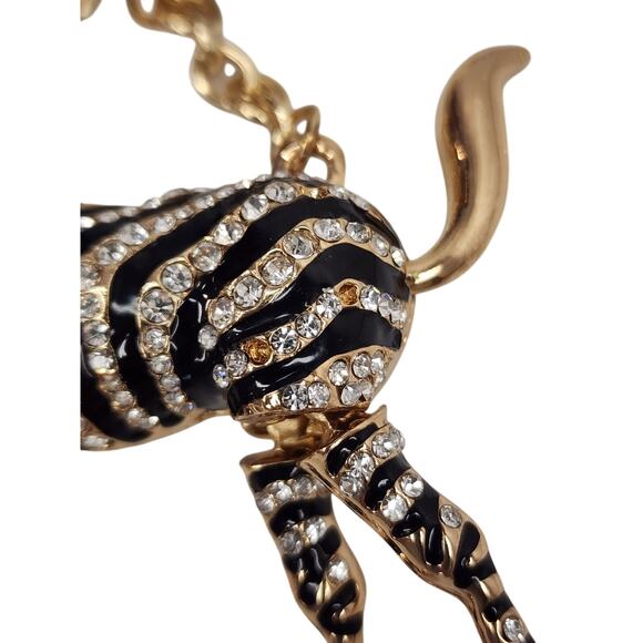 Zebra Sparkly Crystal Rhinestone Keychain Movable Joints - Picture 4 of 5